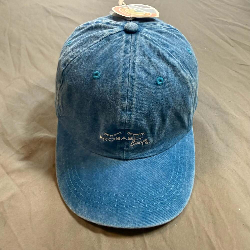 Probably Late Embroidered Blue Dad Hat Pacific Brim  Cotton Baseball Cap